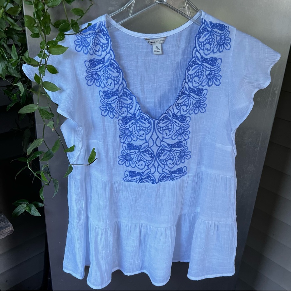 CATO EST 1946 GAUZY TIERED BLOUSE